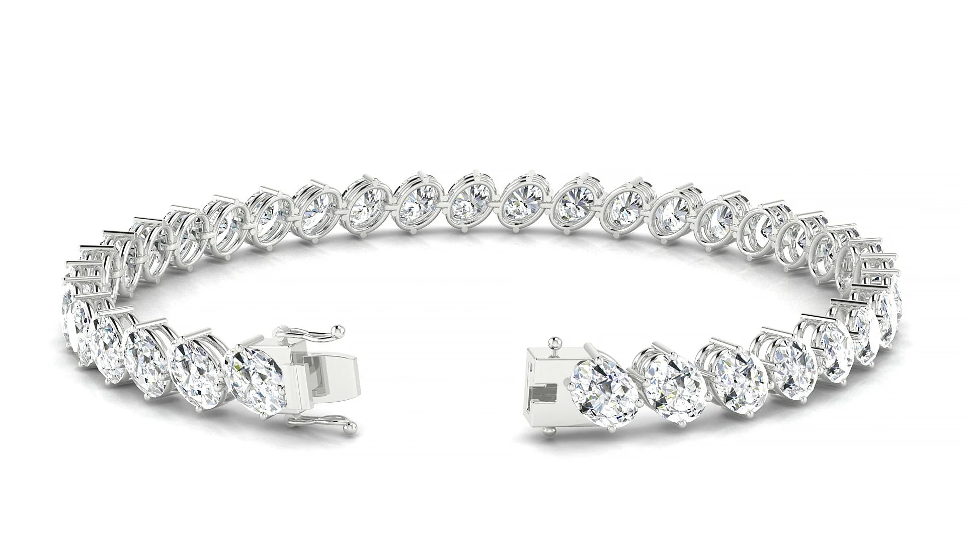 Nîmes | 18k White Gold 5.5 x 4 mm Oval Lab-Grown Diamond 18 cm Tennis Bracelet