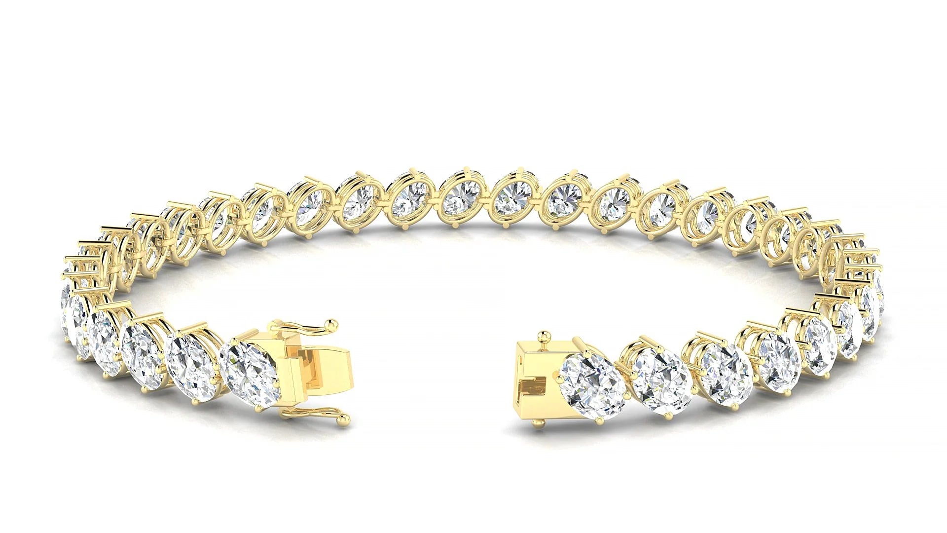 Nîmes | 18k Yellow Gold 5.5 x 4 mm Oval Lab-Grown Diamond 18 cm Tennis Bracelet