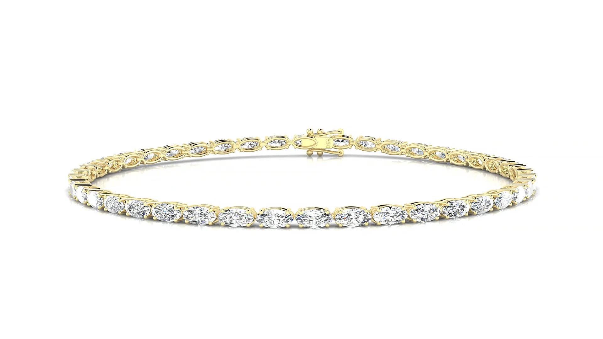 Pula | 18k Yellow Gold 4 x 2 mm Oval Lab-Grown Diamond 18 cm Tennis Bracelet