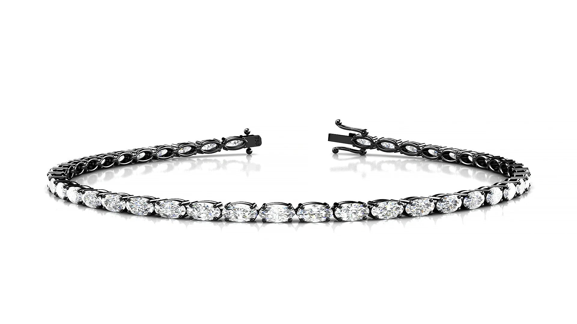 Pula | 18k Black Gold 4 x 2 mm Oval Lab-Grown Diamond 18 cm Tennis Bracelet