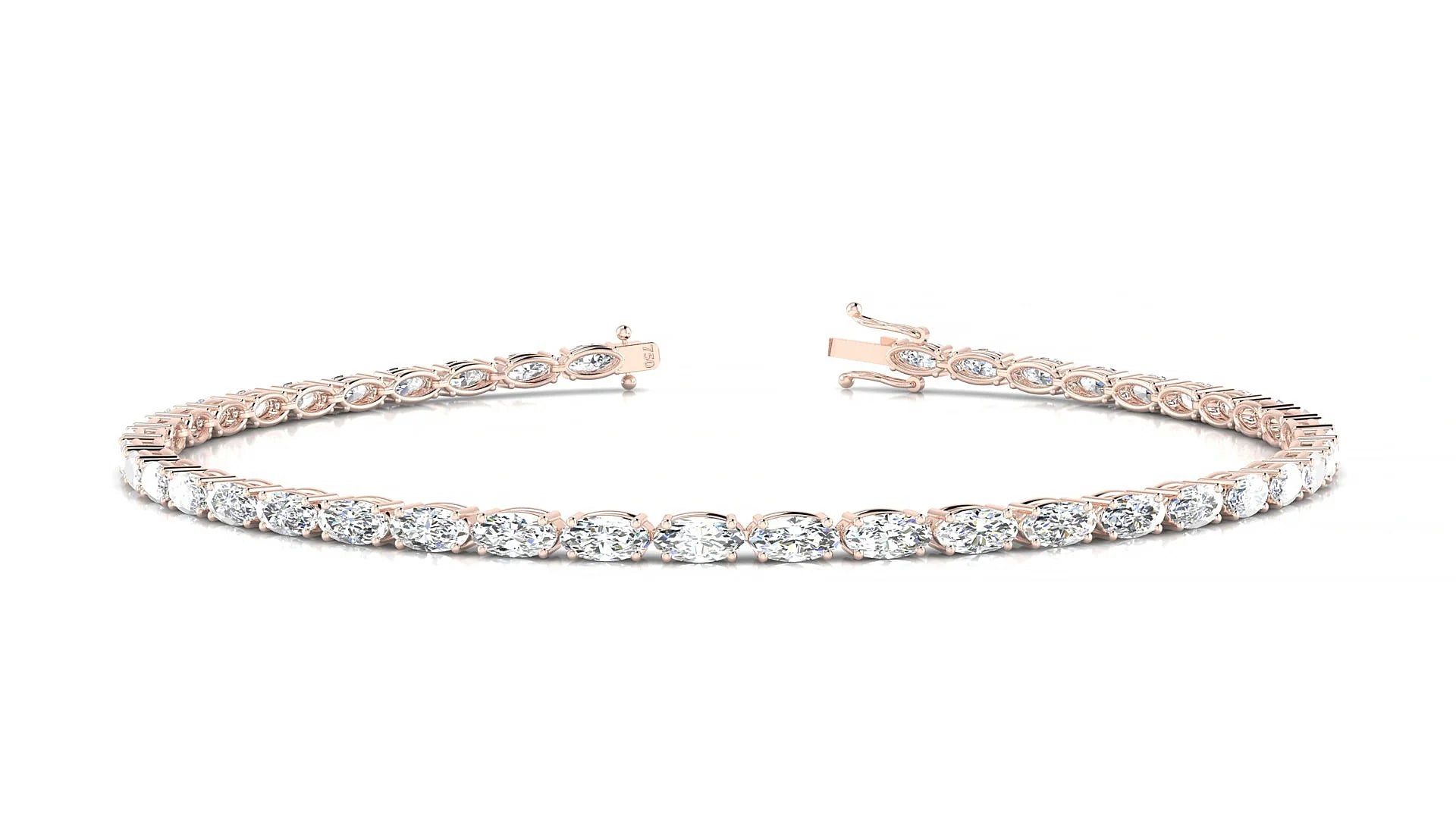 Pula | 18k Rose Gold 4 x 2 mm Oval Lab-Grown Diamond 18 cm Tennis Bracelet