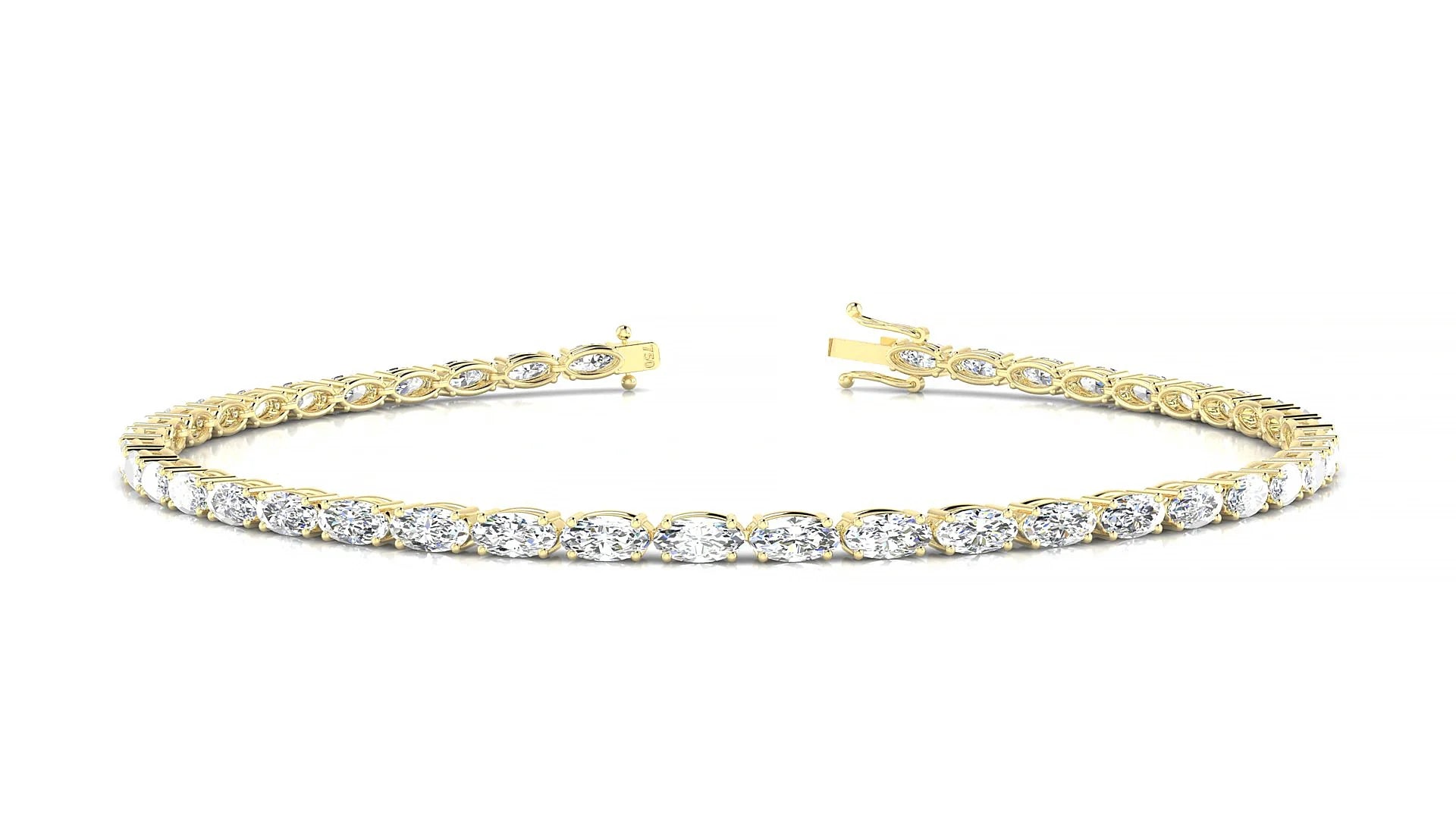Pula | 18k Yellow Gold 4 x 2 mm Oval Lab-Grown Diamond 18 cm Tennis Bracelet