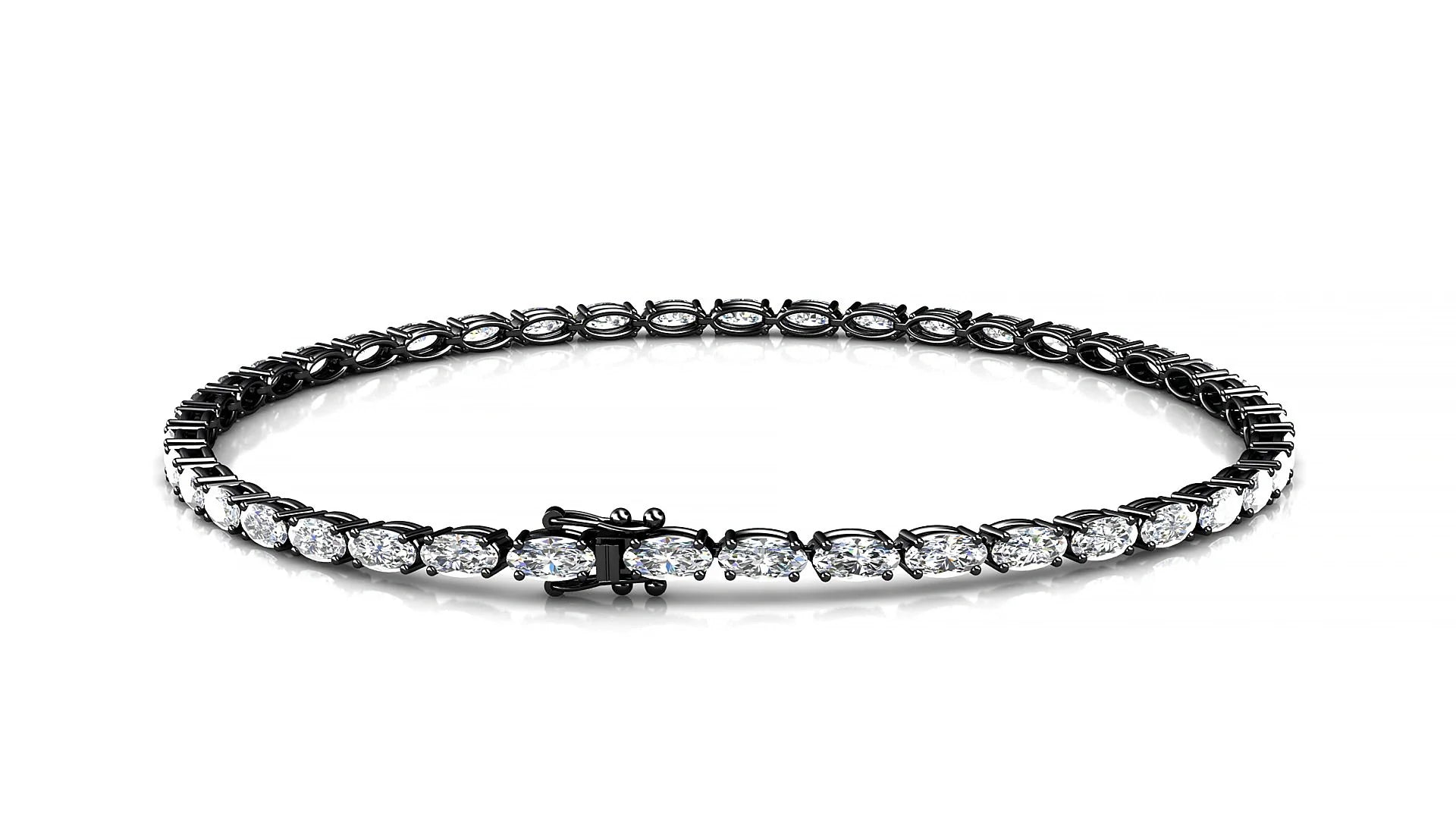 Pula | 18k Black Gold 4 x 2 mm Oval Lab-Grown Diamond 18 cm Tennis Bracelet