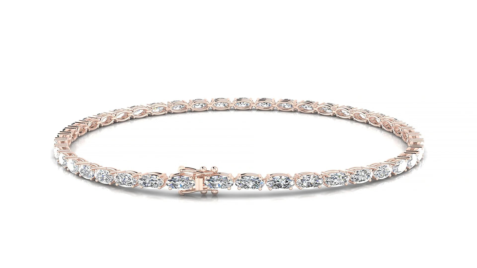 Pula | 18k Rose Gold 4 x 2 mm Oval Lab-Grown Diamond 18 cm Tennis Bracelet