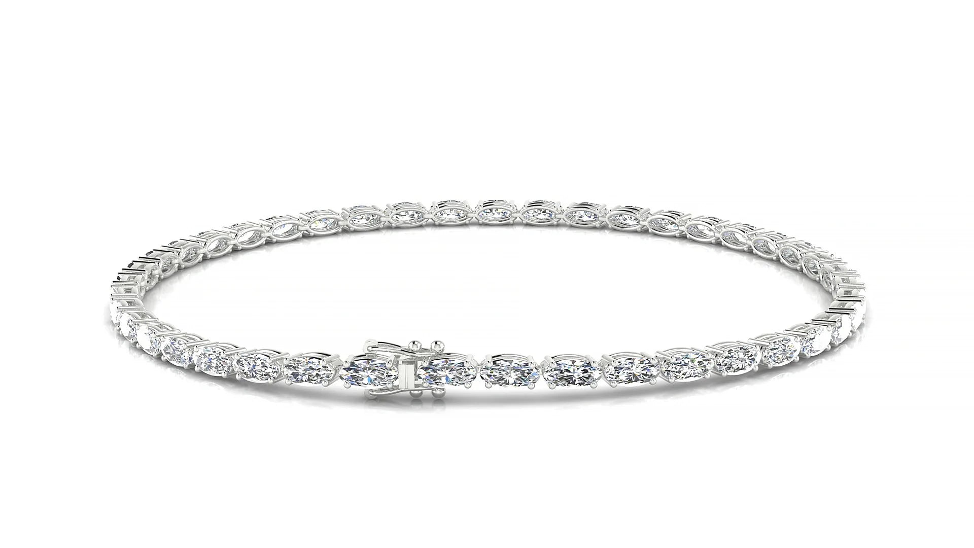 Pula | 18k White Gold 4 x 2 mm Oval Lab-Grown Diamond 18 cm Tennis Bracelet