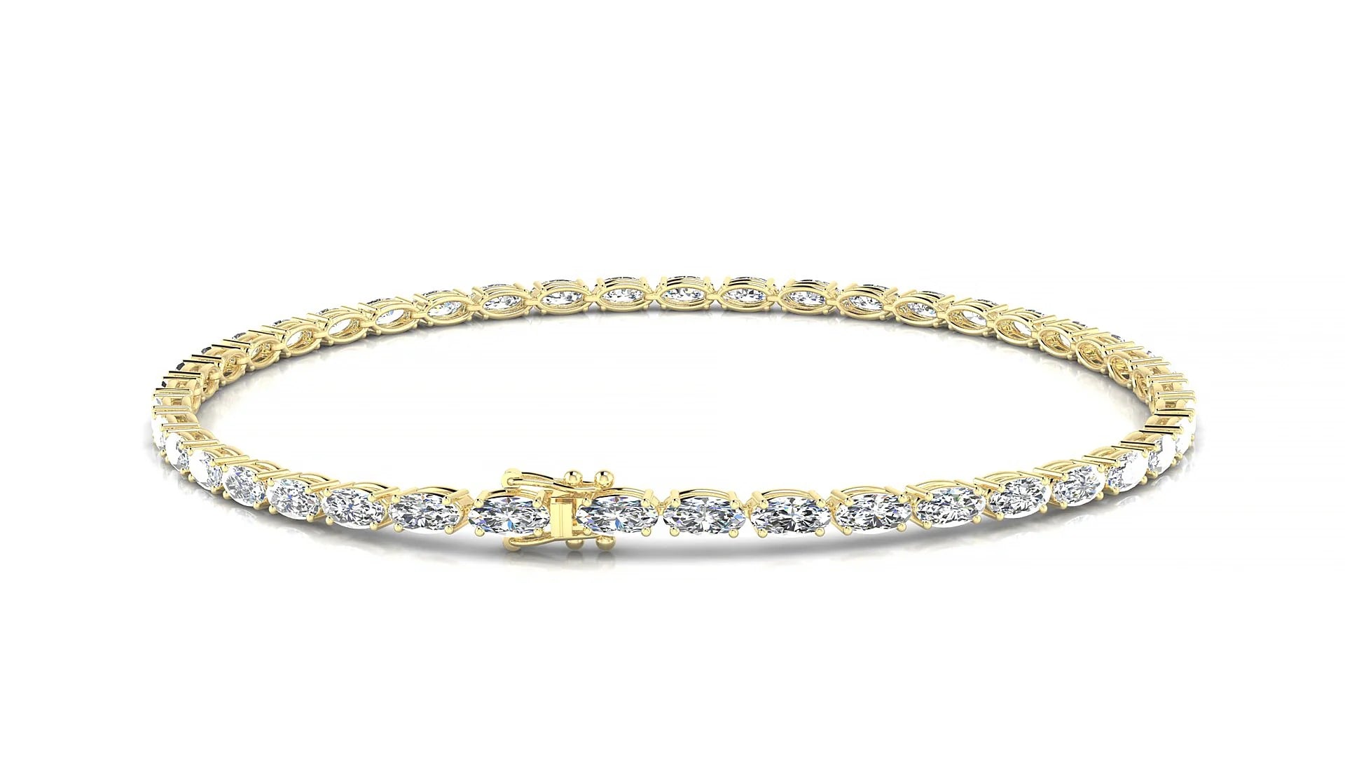 Pula | 18k Yellow Gold 4 x 2 mm Oval Lab-Grown Diamond 18 cm Tennis Bracelet