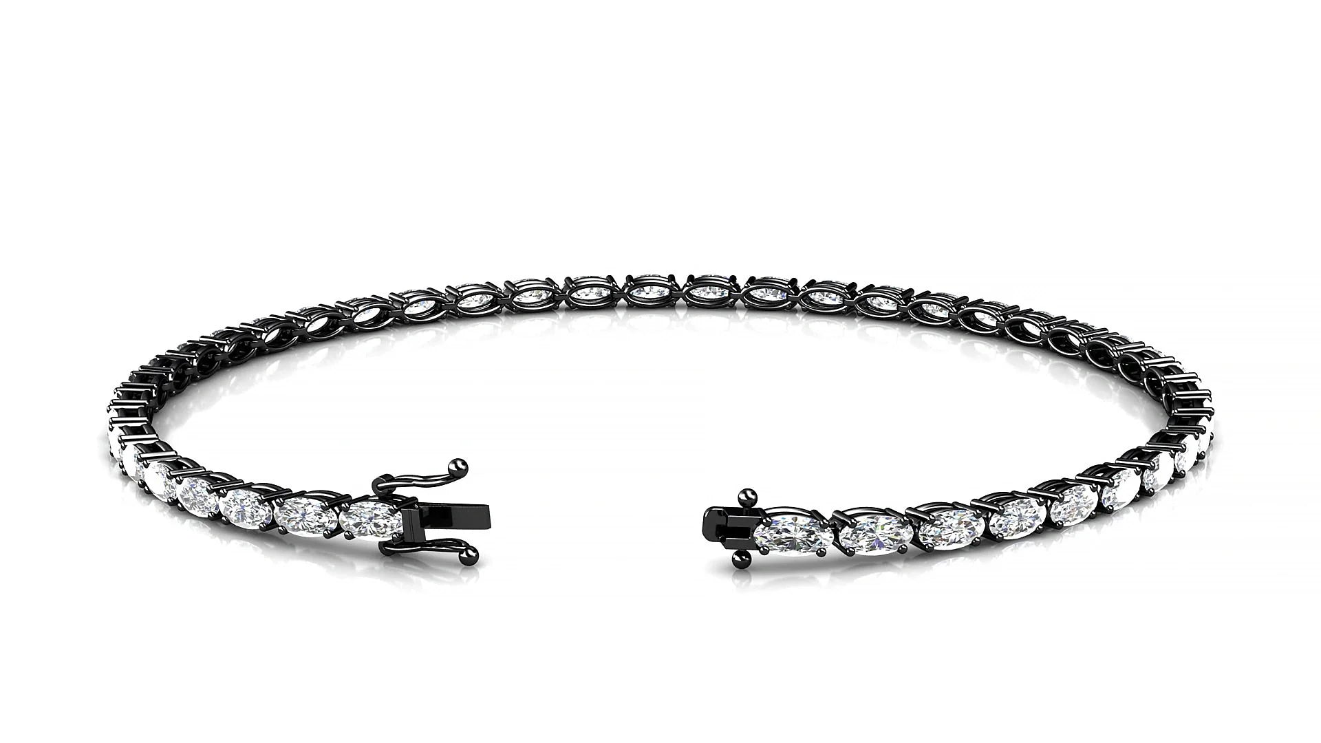 Pula | 18k Black Gold 4 x 2 mm Oval Lab-Grown Diamond 18 cm Tennis Bracelet