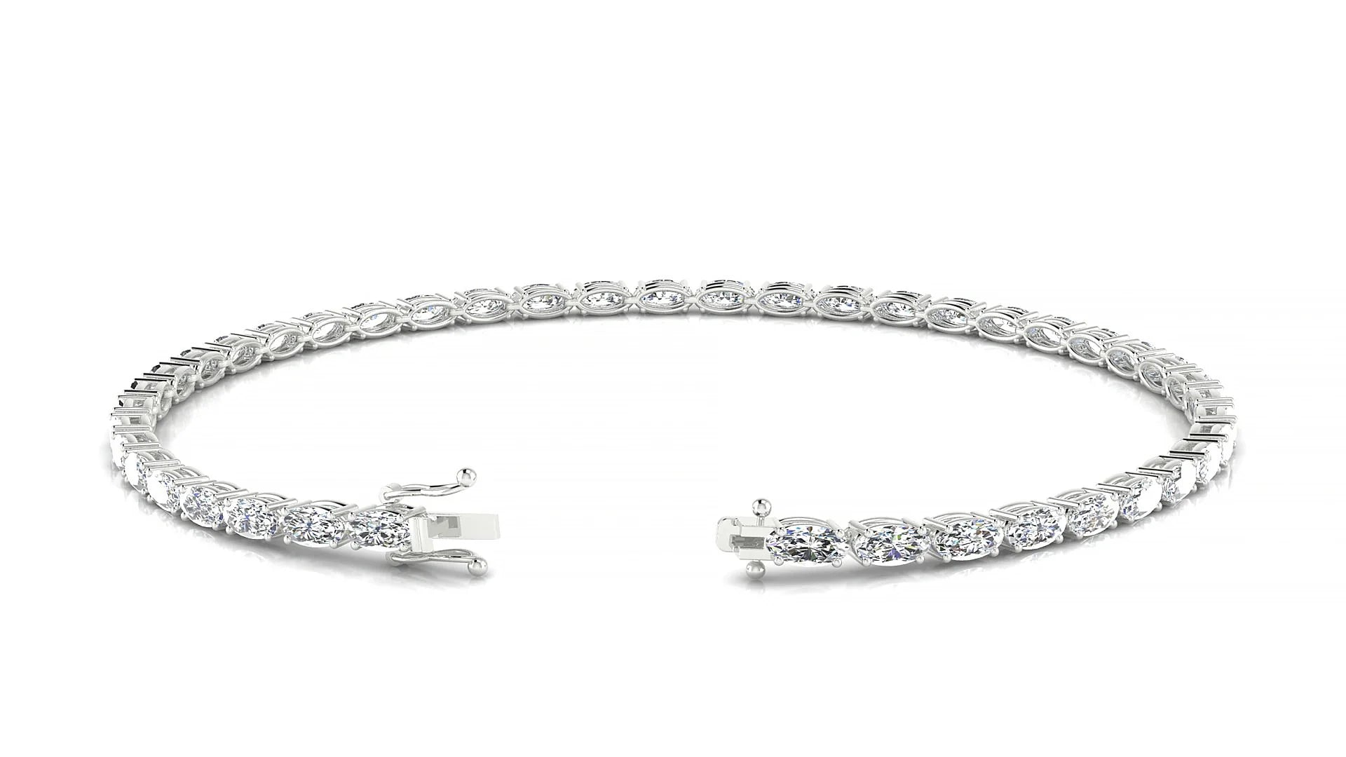 Pula | 18k White Gold 4 x 2 mm Oval Lab-Grown Diamond 18 cm Tennis Bracelet