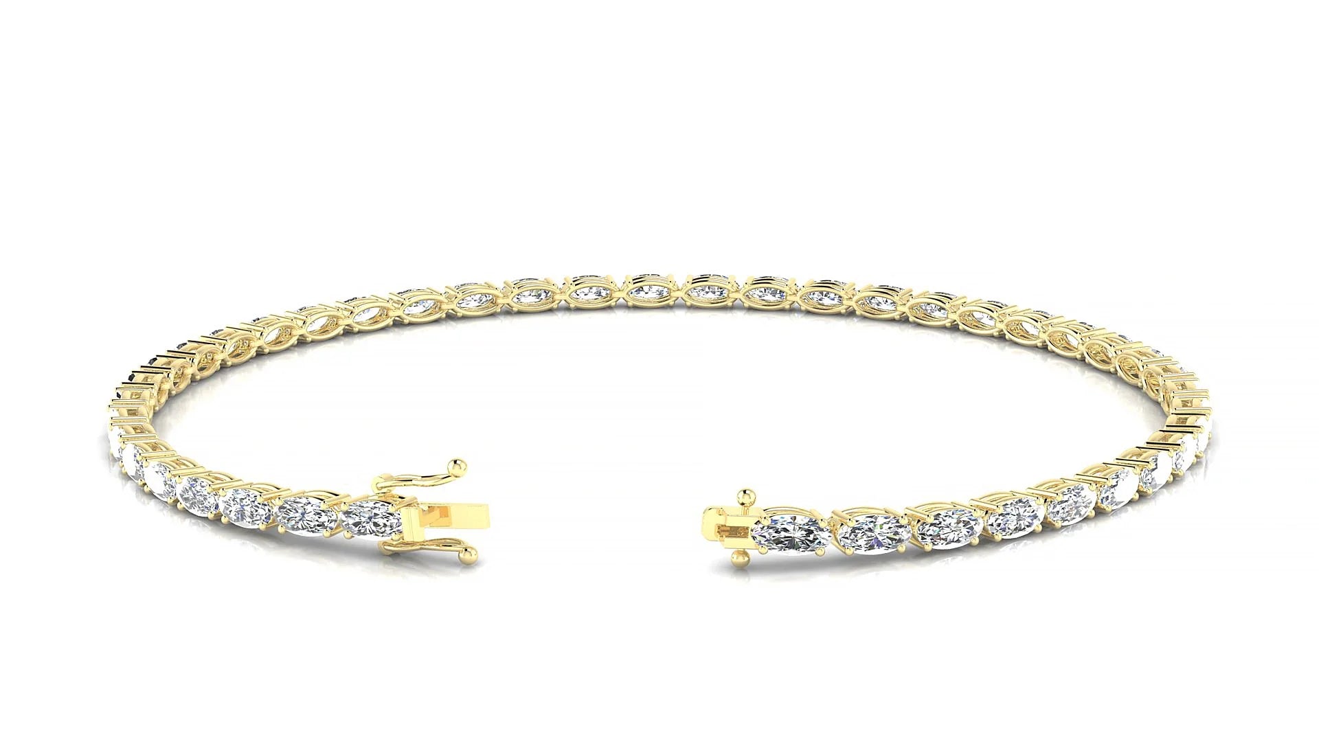 Pula | 18k Yellow Gold 4 x 2 mm Oval Lab-Grown Diamond 18 cm Tennis Bracelet