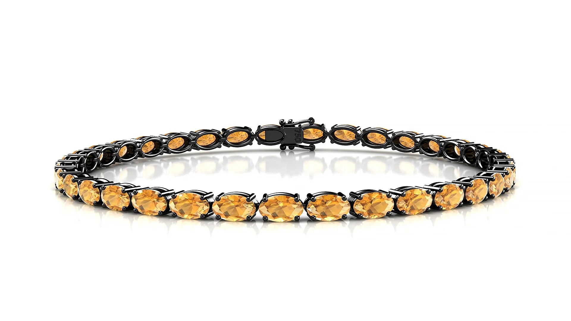 Pula | 18k Black Gold 5 x 3 mm Oval Natural Citrine 18 cm Tennis Bracelet
