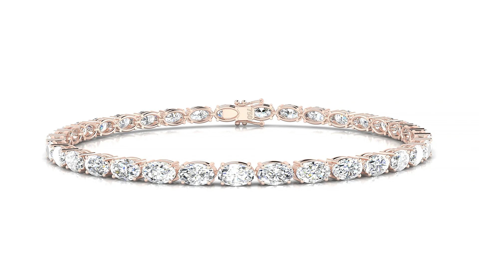 Pula | 18k Rose Gold 5 x 3 mm Oval Lab-Grown Diamond 18 cm Tennis Bracelet