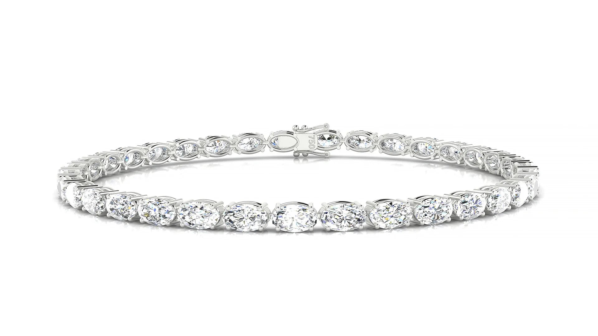 Pula | 18k White Gold 5 x 3 mm Oval Lab-Grown Diamond 18 cm Tennis Bracelet