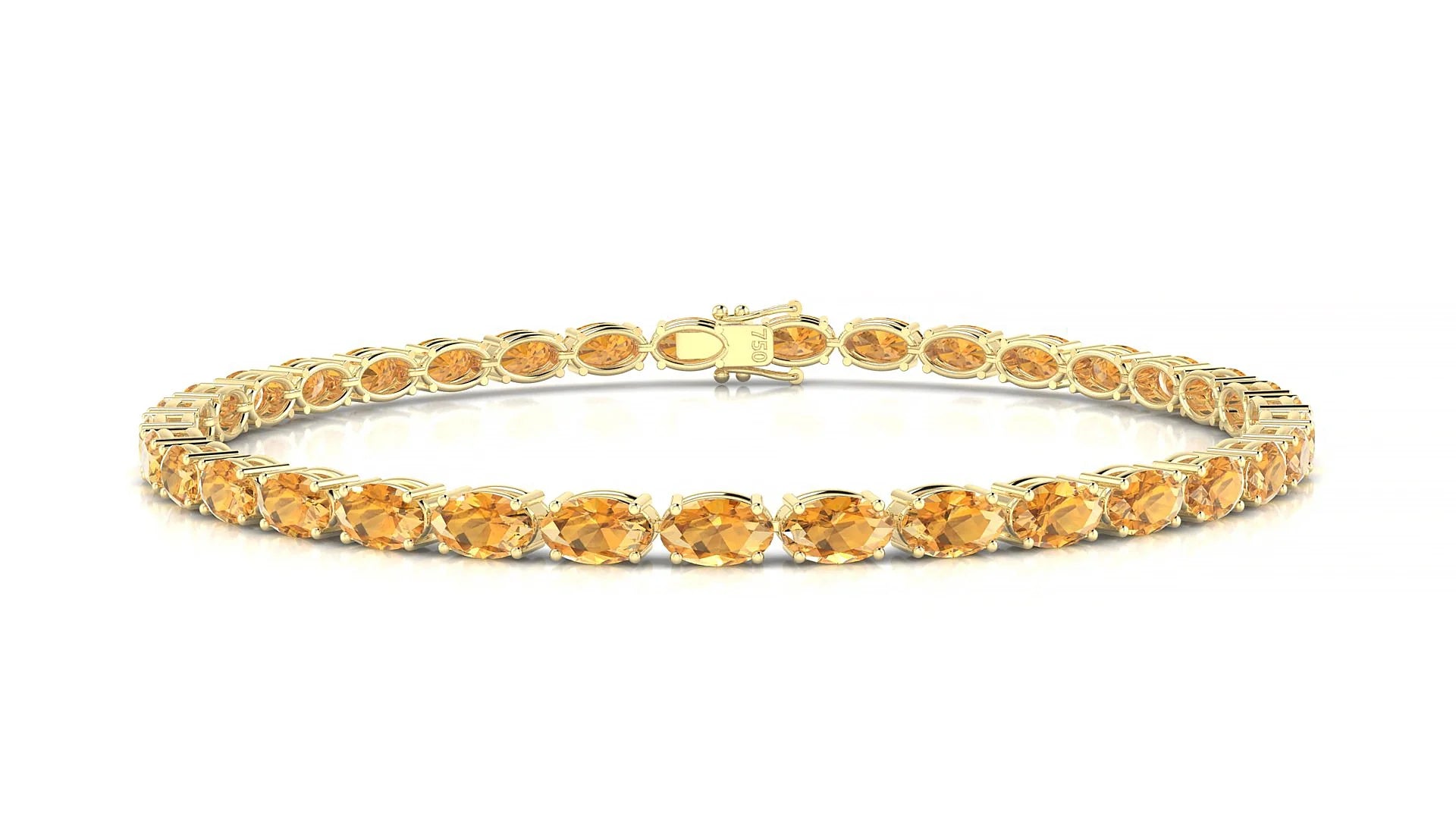 Pula | 18k Yellow Gold 5 x 3 mm Oval Natural Citrine 18 cm Tennis Bracelet