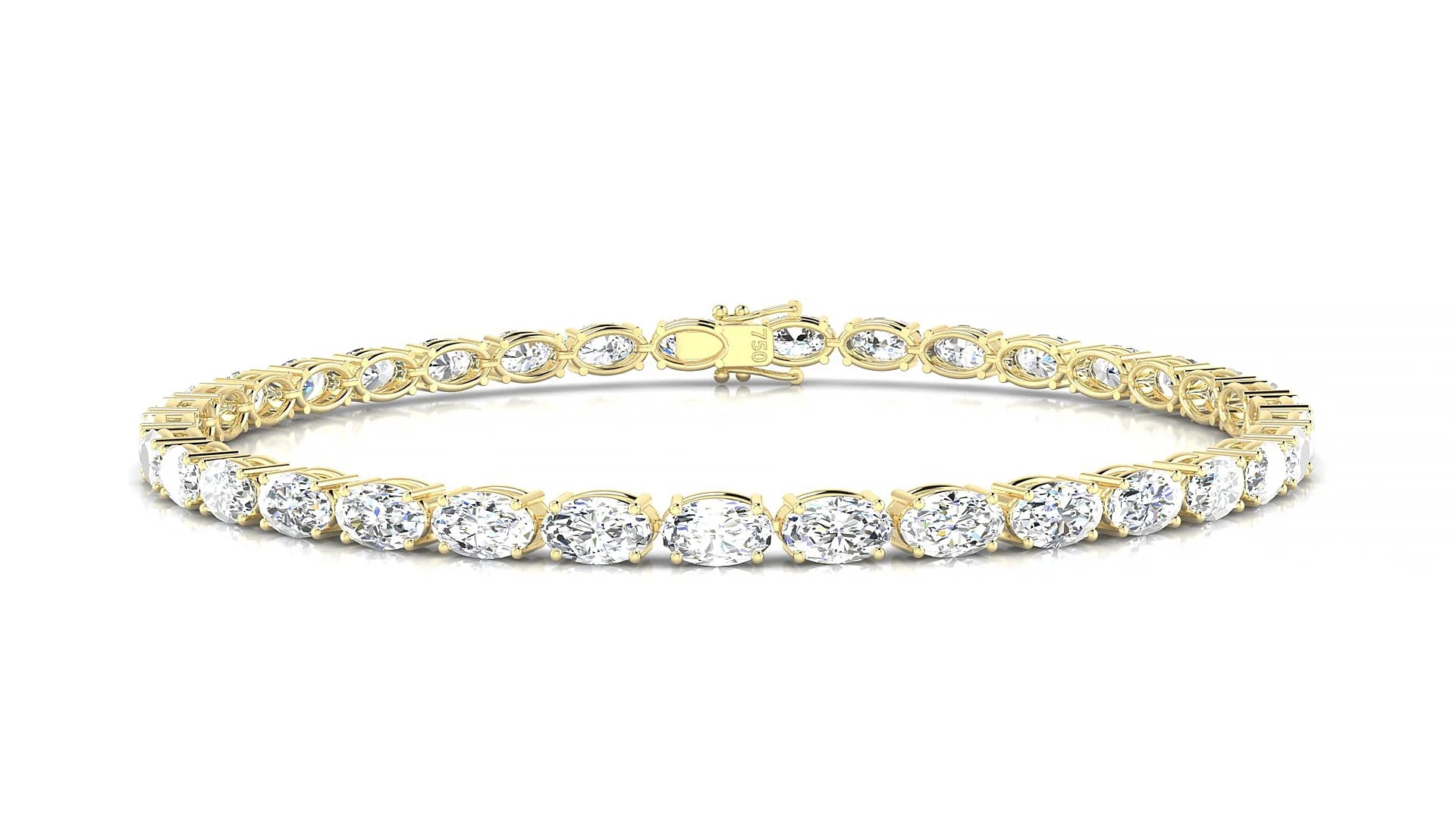 Pula | 18k Yellow Gold 5 x 3 mm Oval Lab-Grown Diamond 18 cm Tennis Bracelet