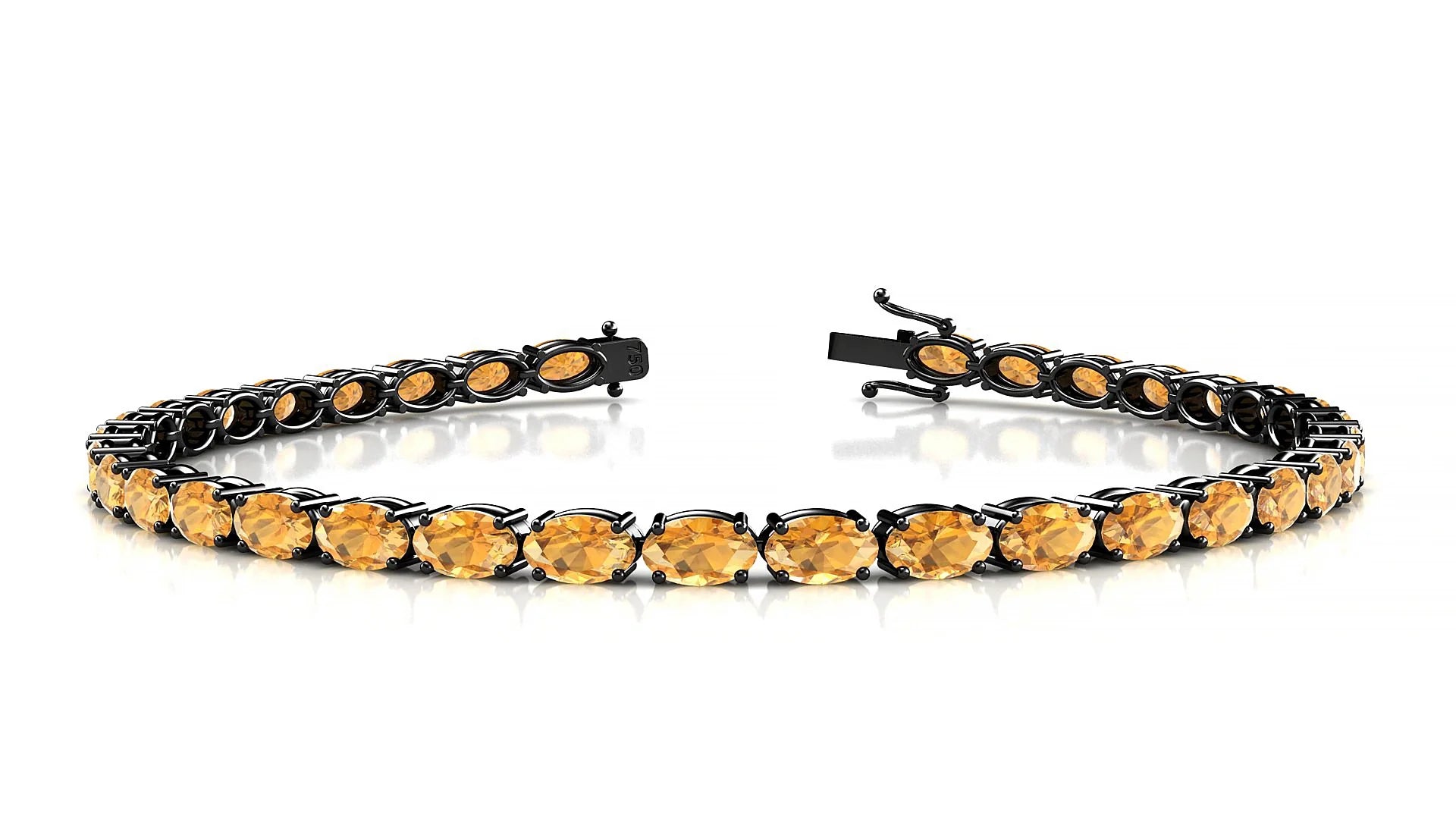 Pula | 18k Black Gold 5 x 3 mm Oval Natural Citrine 18 cm Tennis Bracelet