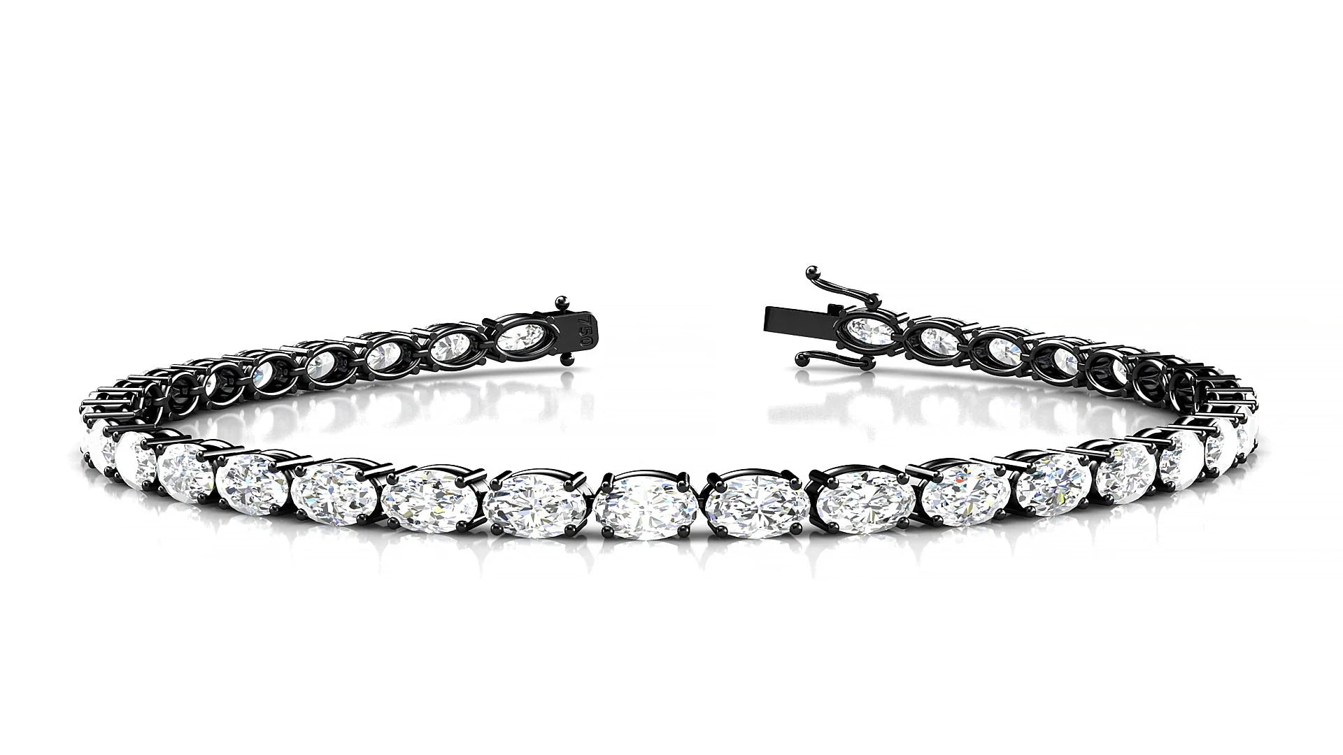 Pula | 18k Black Gold 5 x 3 mm Oval Lab-Grown Diamond 18 cm Tennis Bracelet