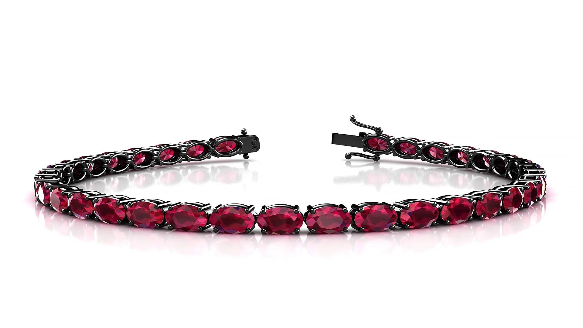 Pula | 18k Black Gold 5 x 3 mm Oval Natural Ruby 18 cm Tennis Bracelet