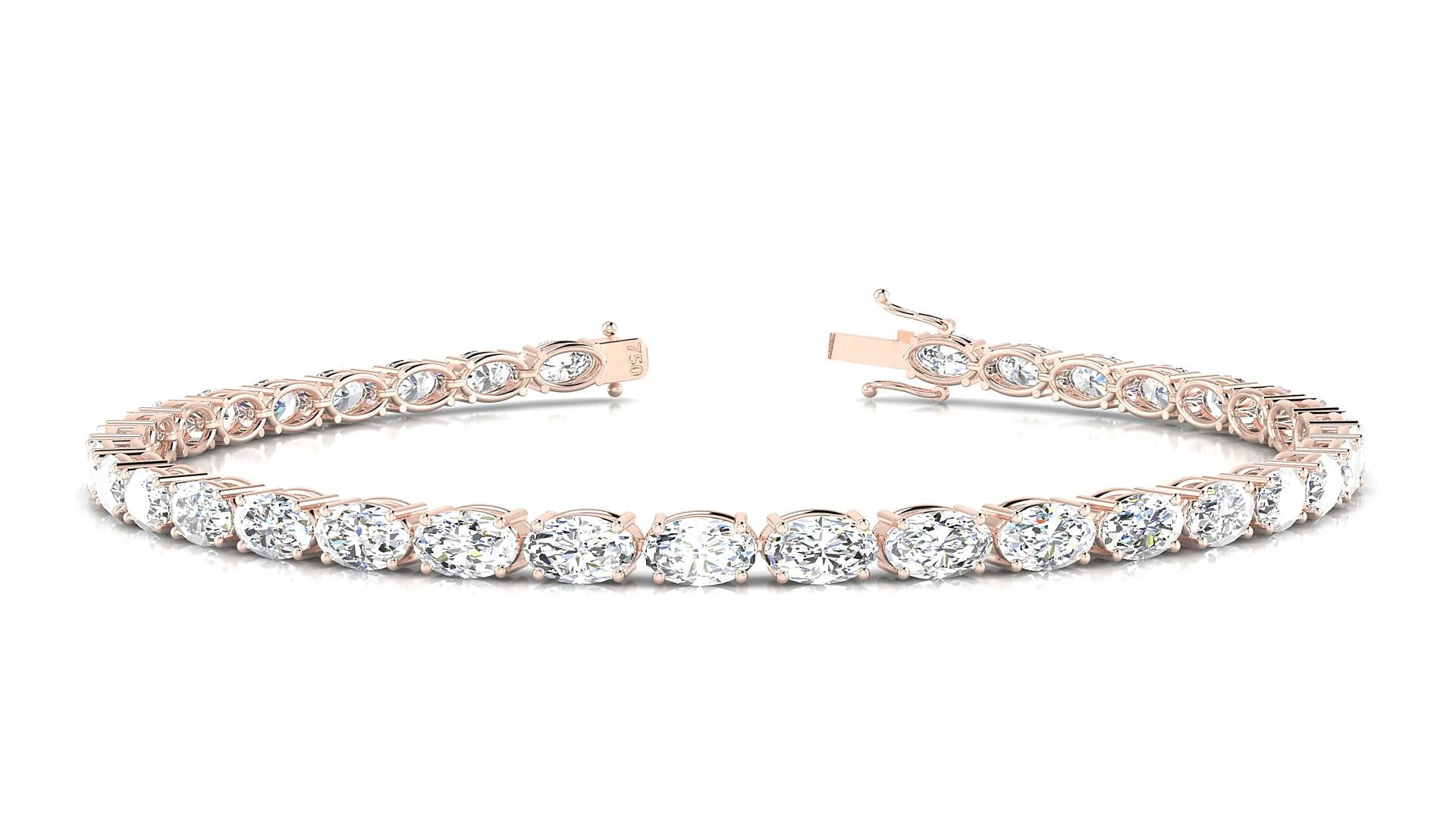 Pula | 18k Rose Gold 5 x 3 mm Oval Lab-Grown Diamond 18 cm Tennis Bracelet