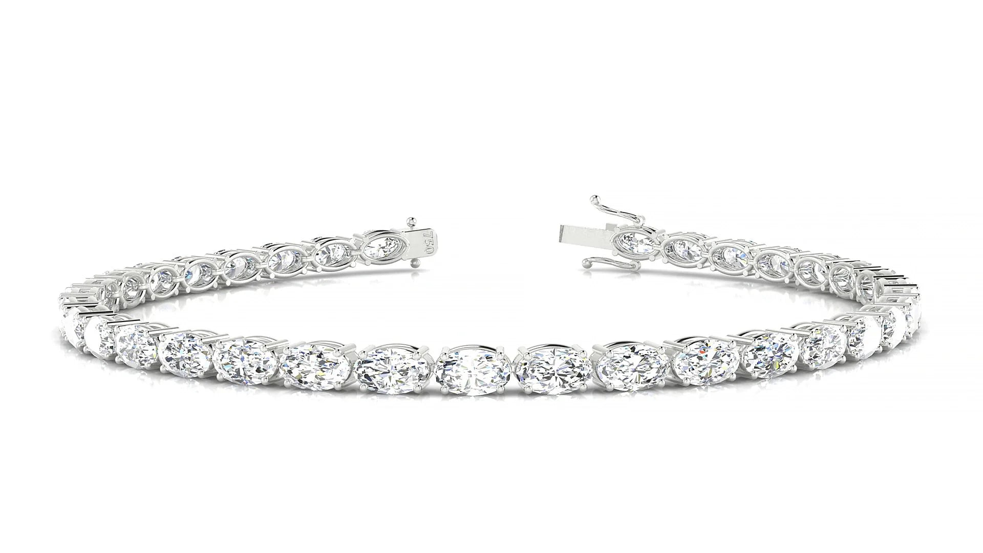 Pula | 18k White Gold 5 x 3 mm Oval Lab-Grown Diamond 18 cm Tennis Bracelet