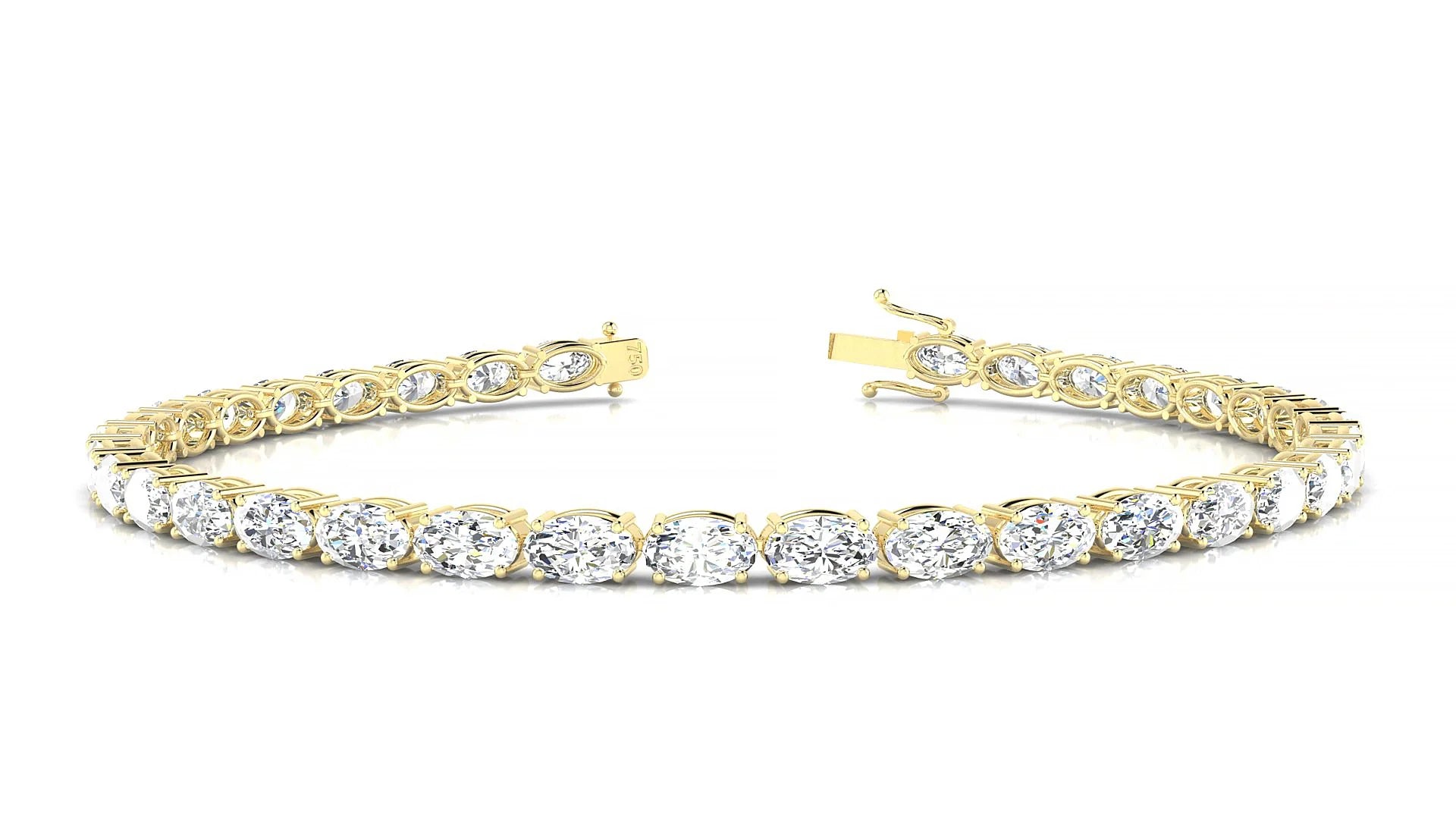 Pula | 18k Yellow Gold 5 x 3 mm Oval Lab-Grown Diamond 18 cm Tennis Bracelet
