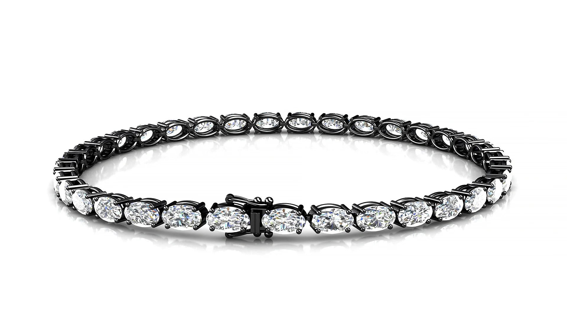 Pula | 18k Black Gold 5 x 3 mm Oval Lab-Grown Diamond 18 cm Tennis Bracelet