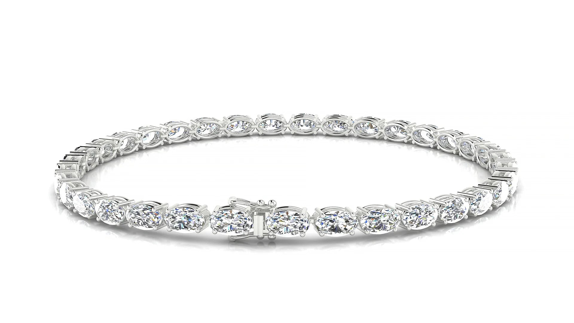 Pula | 18k White Gold 5 x 3 mm Oval Lab-Grown Diamond 18 cm Tennis Bracelet