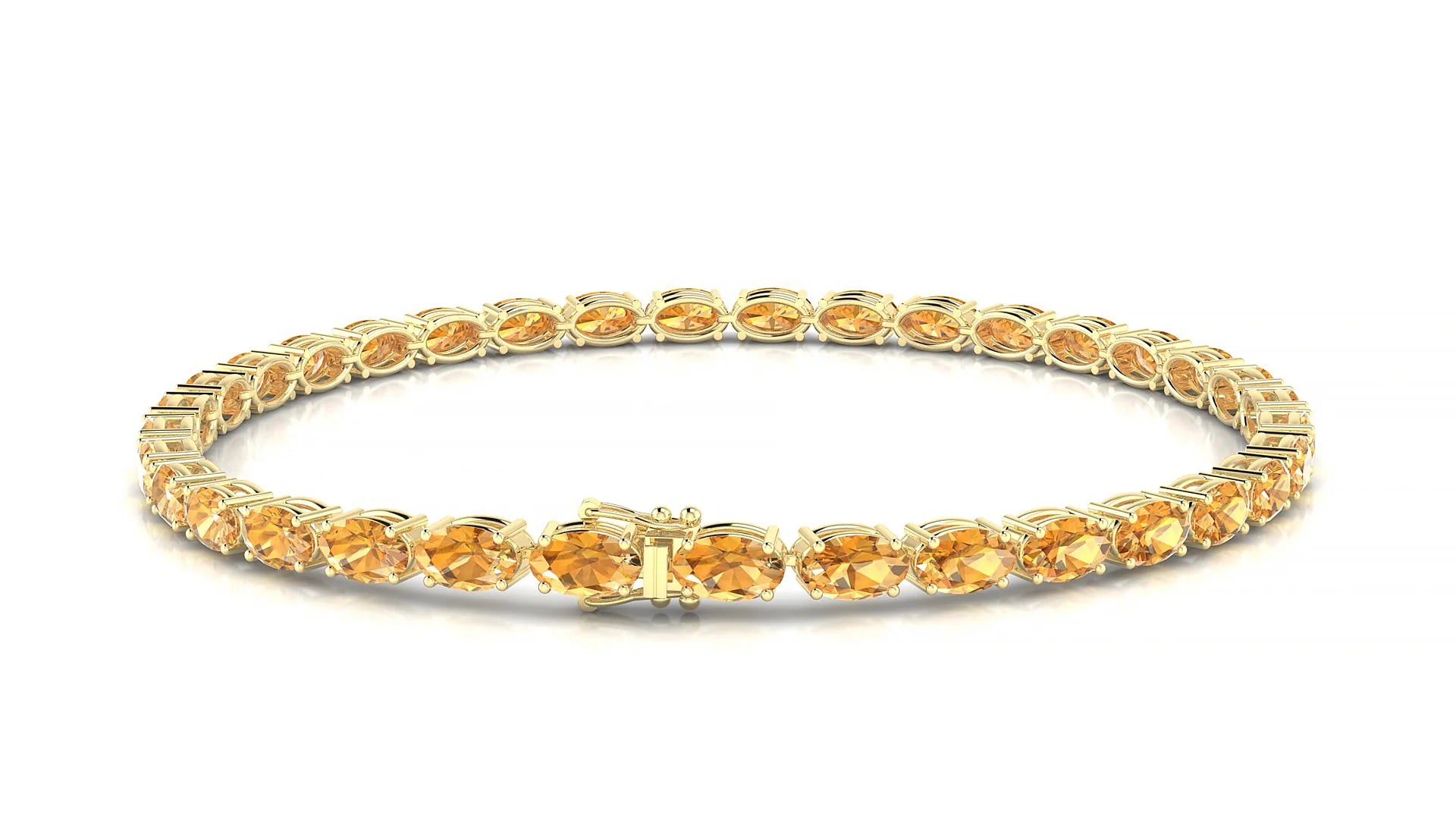 Pula | 18k Yellow Gold 5 x 3 mm Oval Natural Citrine 18 cm Tennis Bracelet