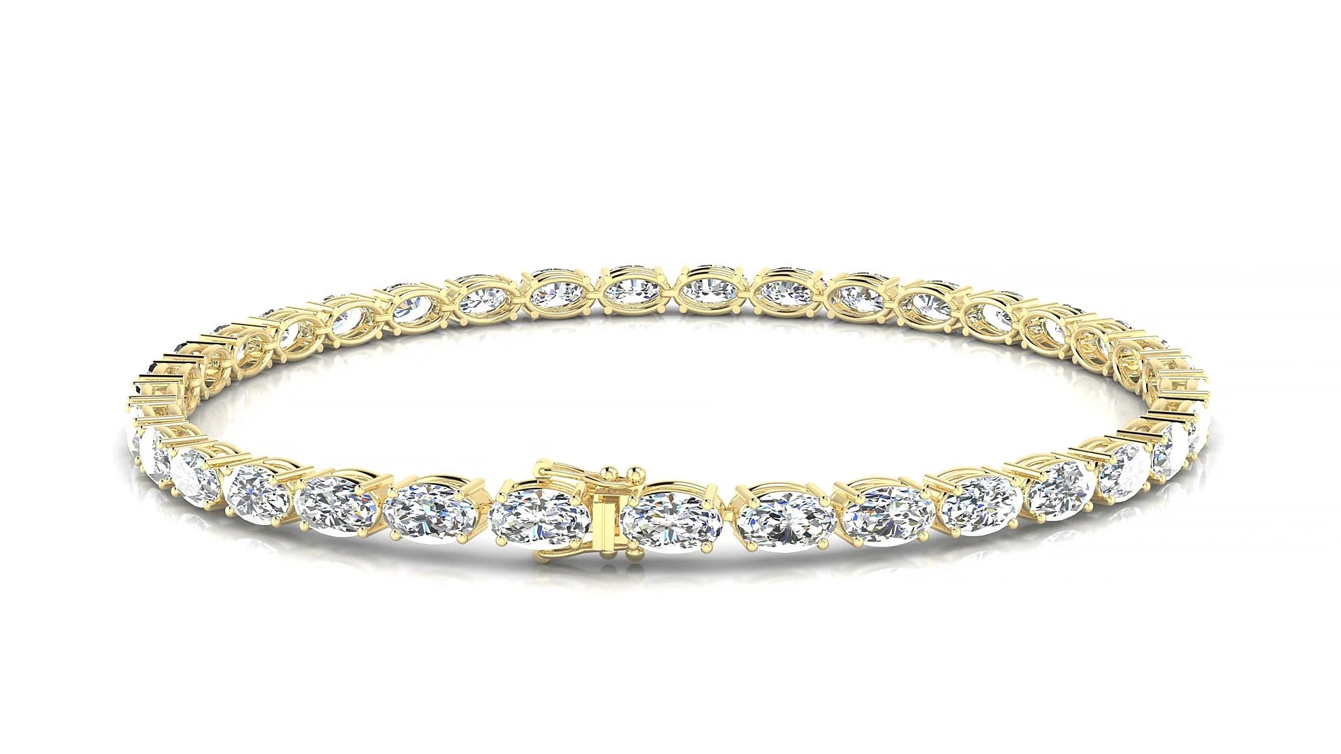 Pula | 18k Yellow Gold 5 x 3 mm Oval Lab-Grown Diamond 18 cm Tennis Bracelet