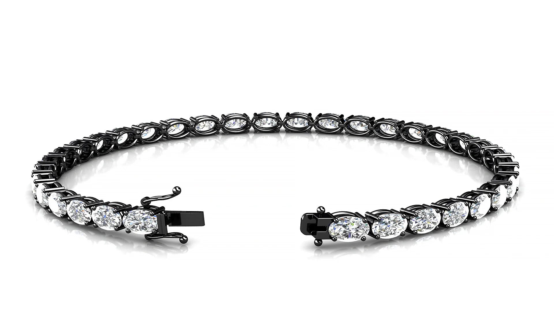 Pula | 18k Black Gold 5 x 3 mm Oval Lab-Grown Diamond 18 cm Tennis Bracelet