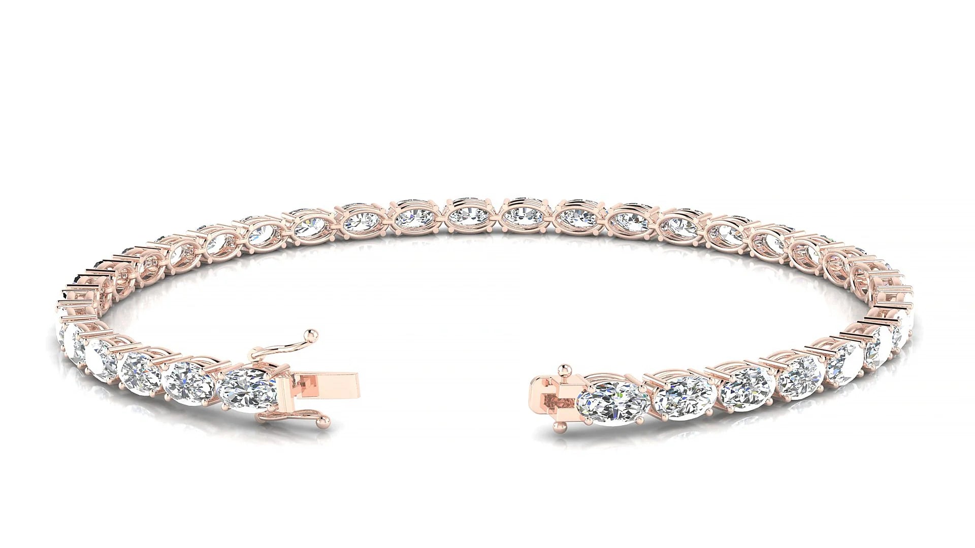 Pula | 18k Rose Gold 5 x 3 mm Oval Lab-Grown Diamond 18 cm Tennis Bracelet