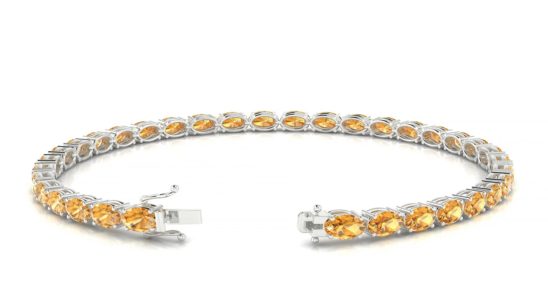 Pula | 18k White Gold 5 x 3 mm Oval Natural Citrine 18 cm Tennis Bracelet