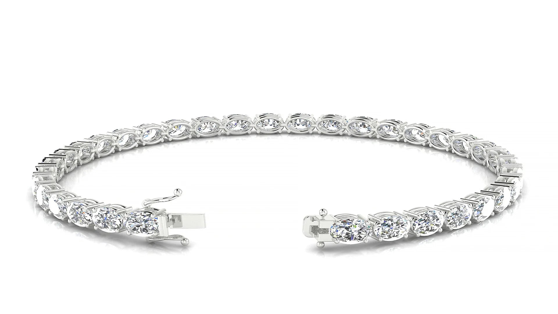 Pula | 18k White Gold 5 x 3 mm Oval Lab-Grown Diamond 18 cm Tennis Bracelet