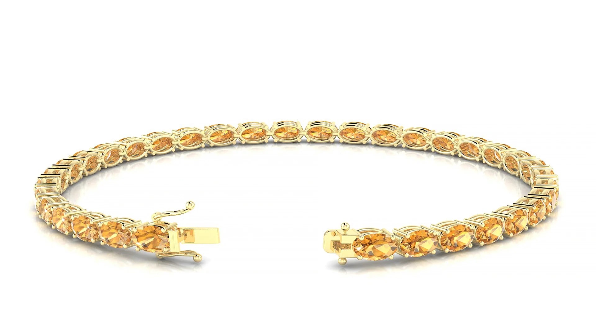 Pula | 18k Yellow Gold 5 x 3 mm Oval Natural Citrine 18 cm Tennis Bracelet