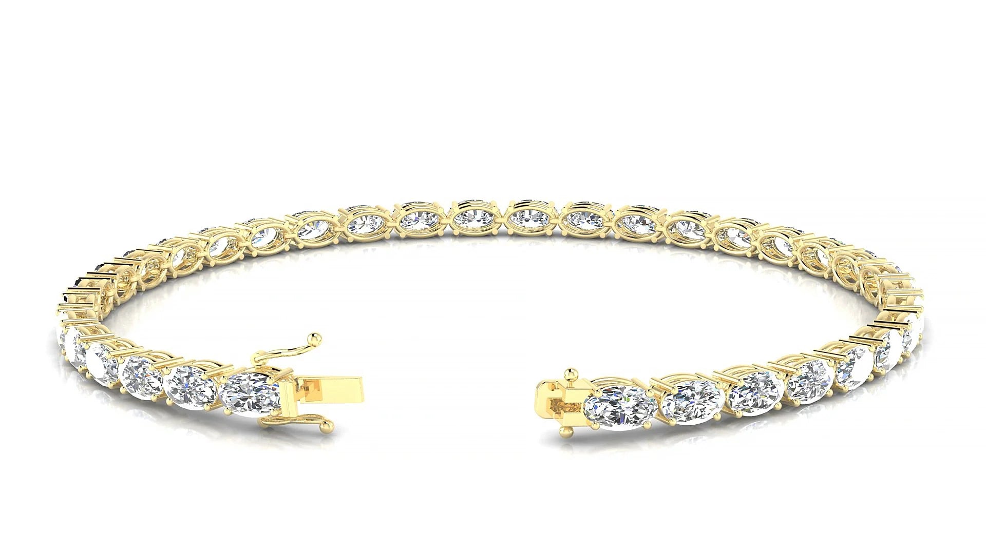 Pula | 18k Yellow Gold 5 x 3 mm Oval Lab-Grown Diamond 18 cm Tennis Bracelet