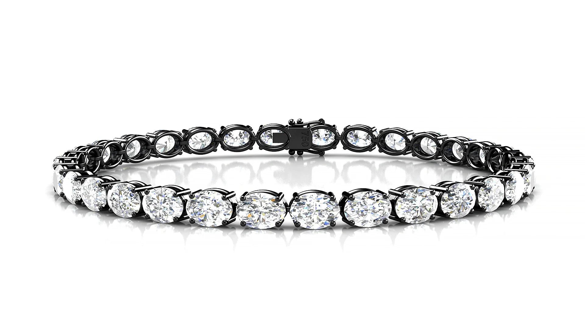 Pula | 18k Black Gold 5.5 x 4 mm Oval Lab-Grown Diamond 18 cm Tennis Bracelet