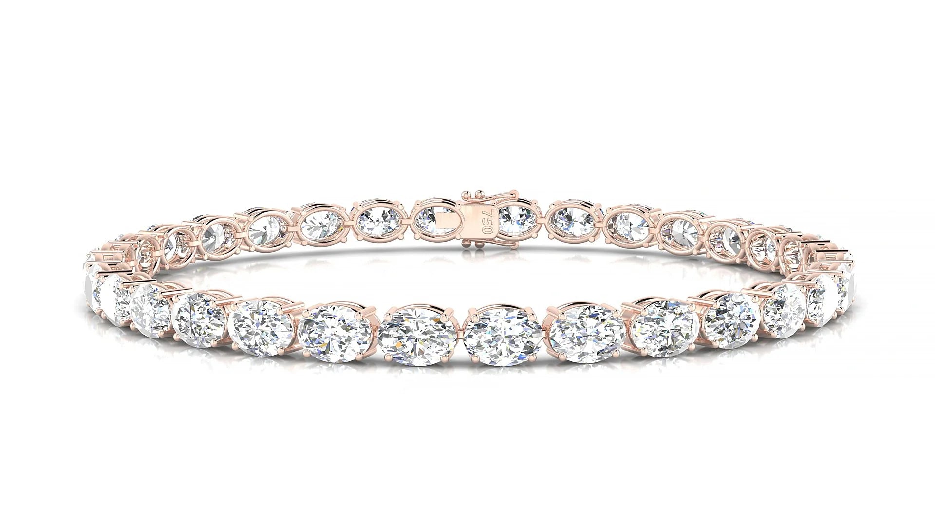 Pula | 18k Rose Gold 5.5 x 4 mm Oval Lab-Grown Diamond 18 cm Tennis Bracelet