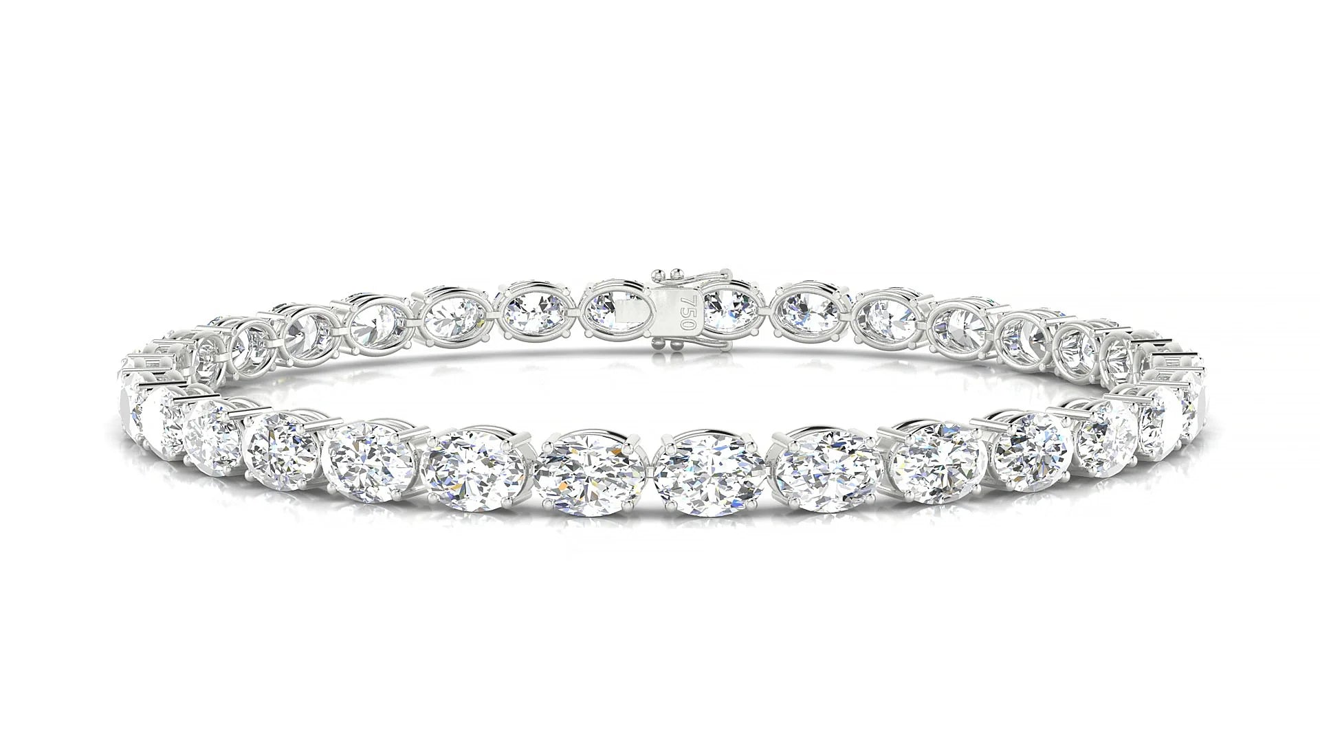 Pula | 18k White Gold 5.5 x 4 mm Oval Lab-Grown Diamond 18 cm Tennis Bracelet