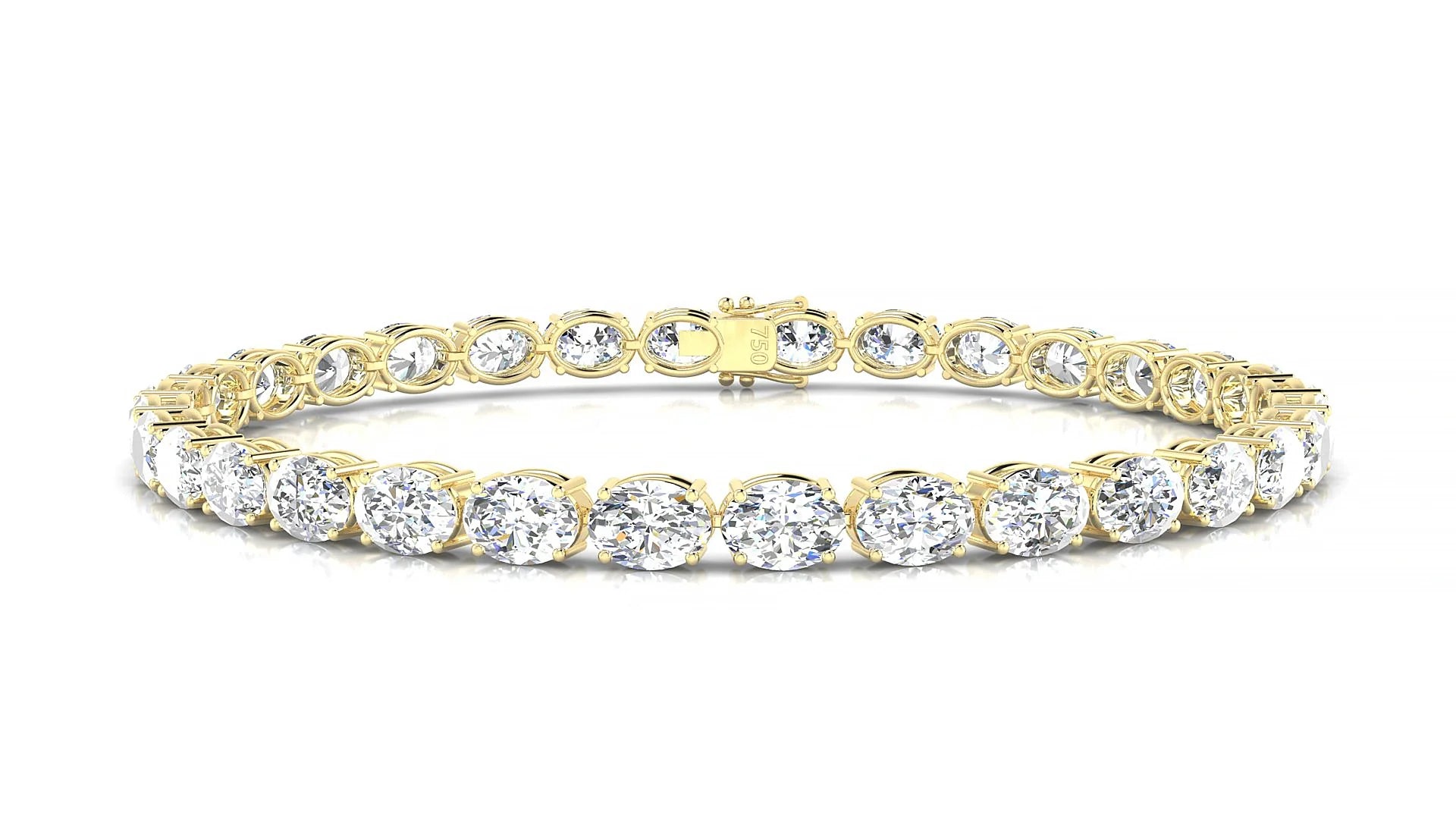 Pula | 18k Yellow Gold 5.5 x 4 mm Oval Lab-Grown Diamond 18 cm Tennis Bracelet