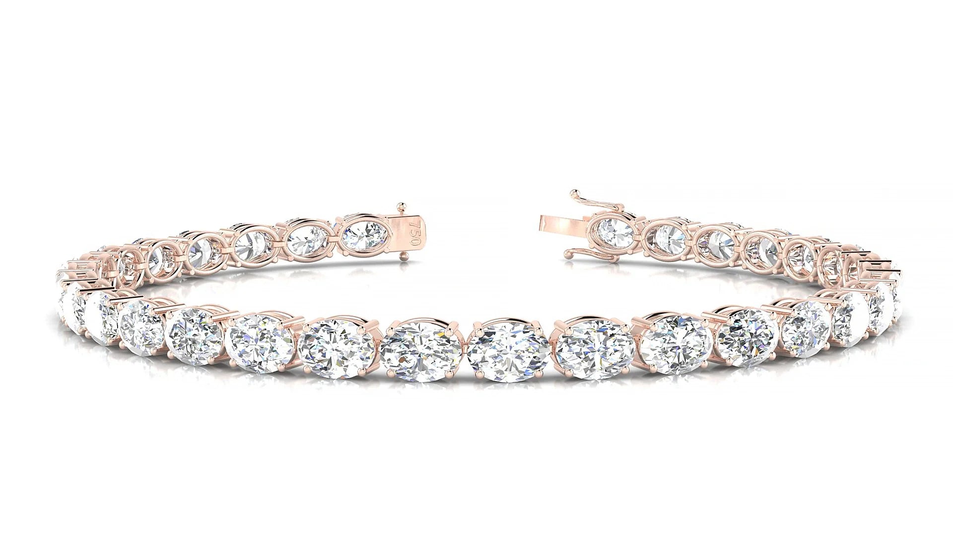 Pula | 18k Rose Gold 5.5 x 4 mm Oval Lab-Grown Diamond 18 cm Tennis Bracelet