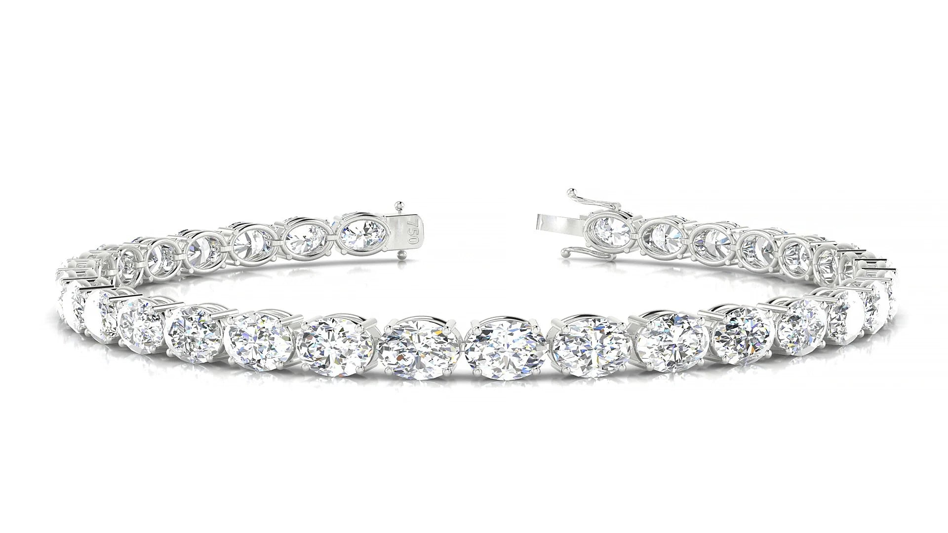 Pula | 18k White Gold 5.5 x 4 mm Oval Lab-Grown Diamond 18 cm Tennis Bracelet