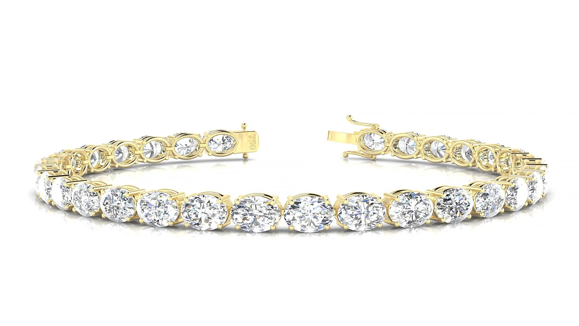 Pula | 18k Yellow Gold 5.5 x 4 mm Oval Lab-Grown Diamond 18 cm Tennis Bracelet
