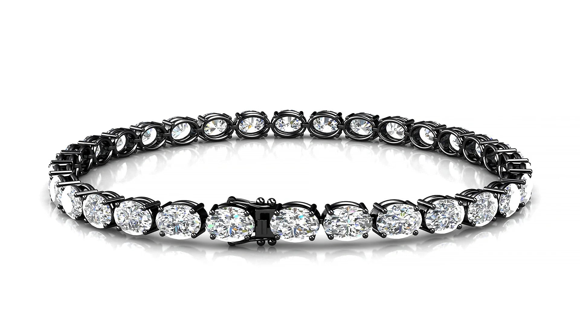 Pula | 18k Black Gold 5.5 x 4 mm Oval Lab-Grown Diamond 18 cm Tennis Bracelet