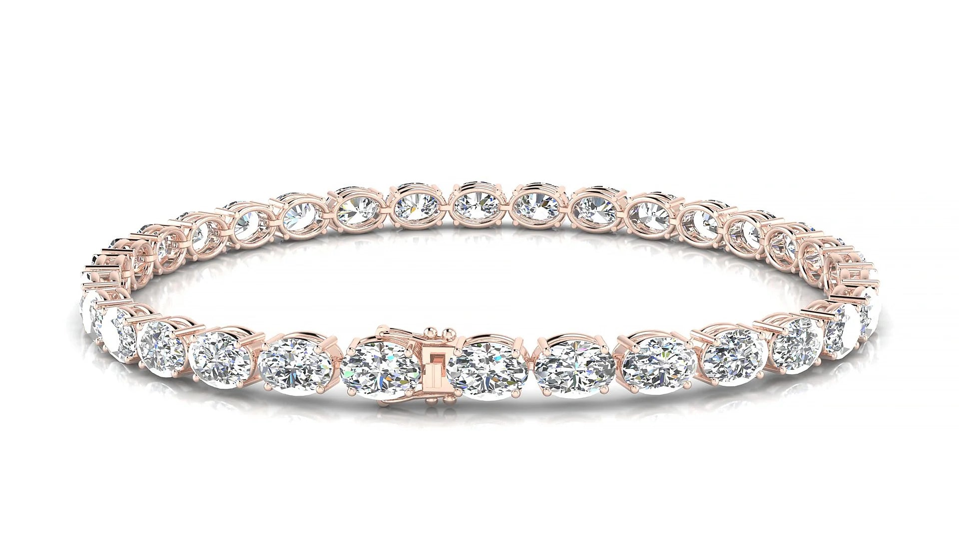 Pula | 18k Rose Gold 5.5 x 4 mm Oval Lab-Grown Diamond 18 cm Tennis Bracelet