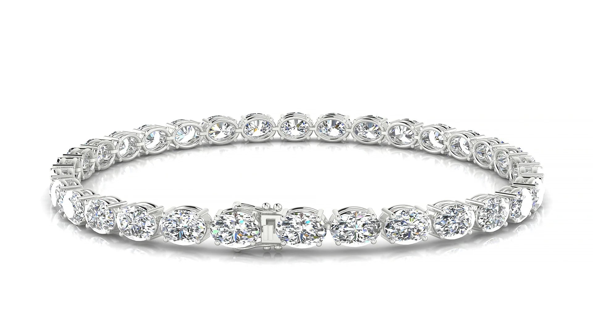 Pula | 18k White Gold 5.5 x 4 mm Oval Lab-Grown Diamond 18 cm Tennis Bracelet