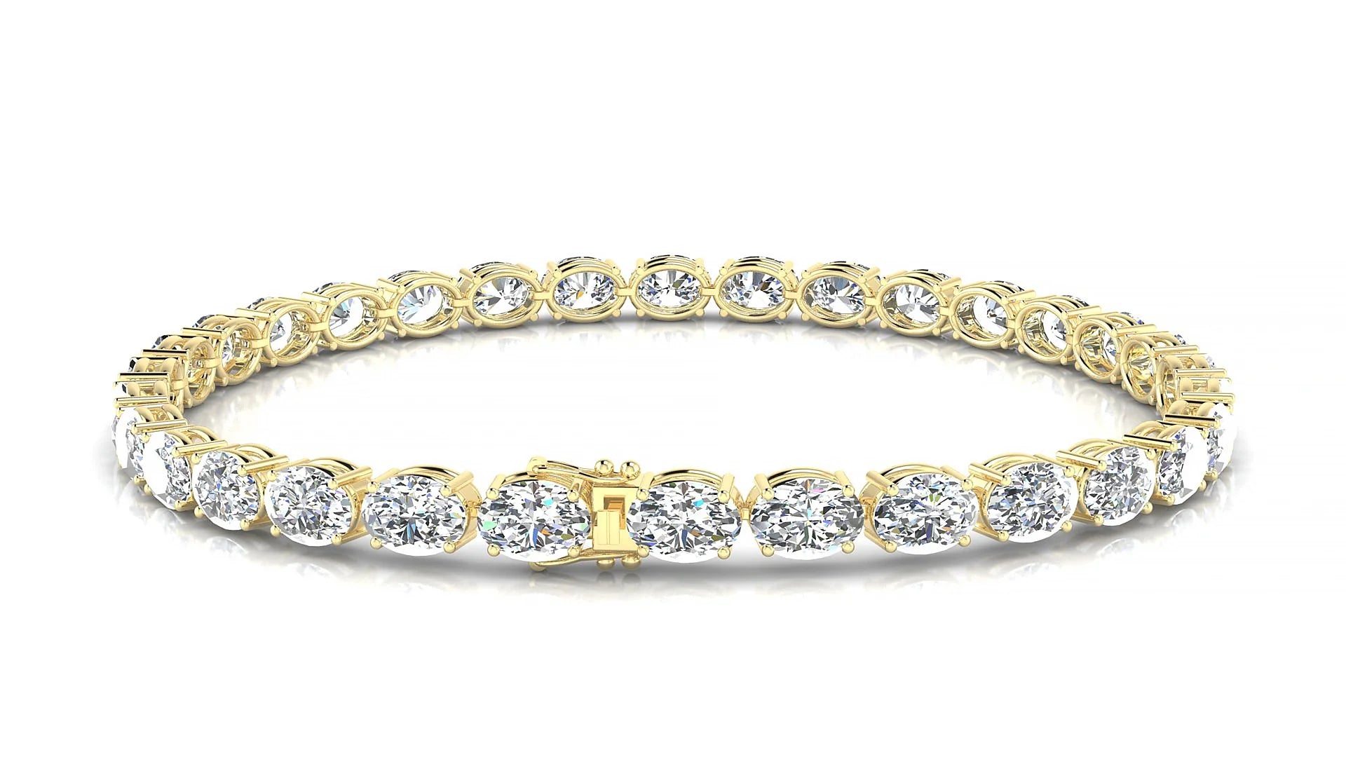 Pula | 18k Yellow Gold 5.5 x 4 mm Oval Lab-Grown Diamond 18 cm Tennis Bracelet