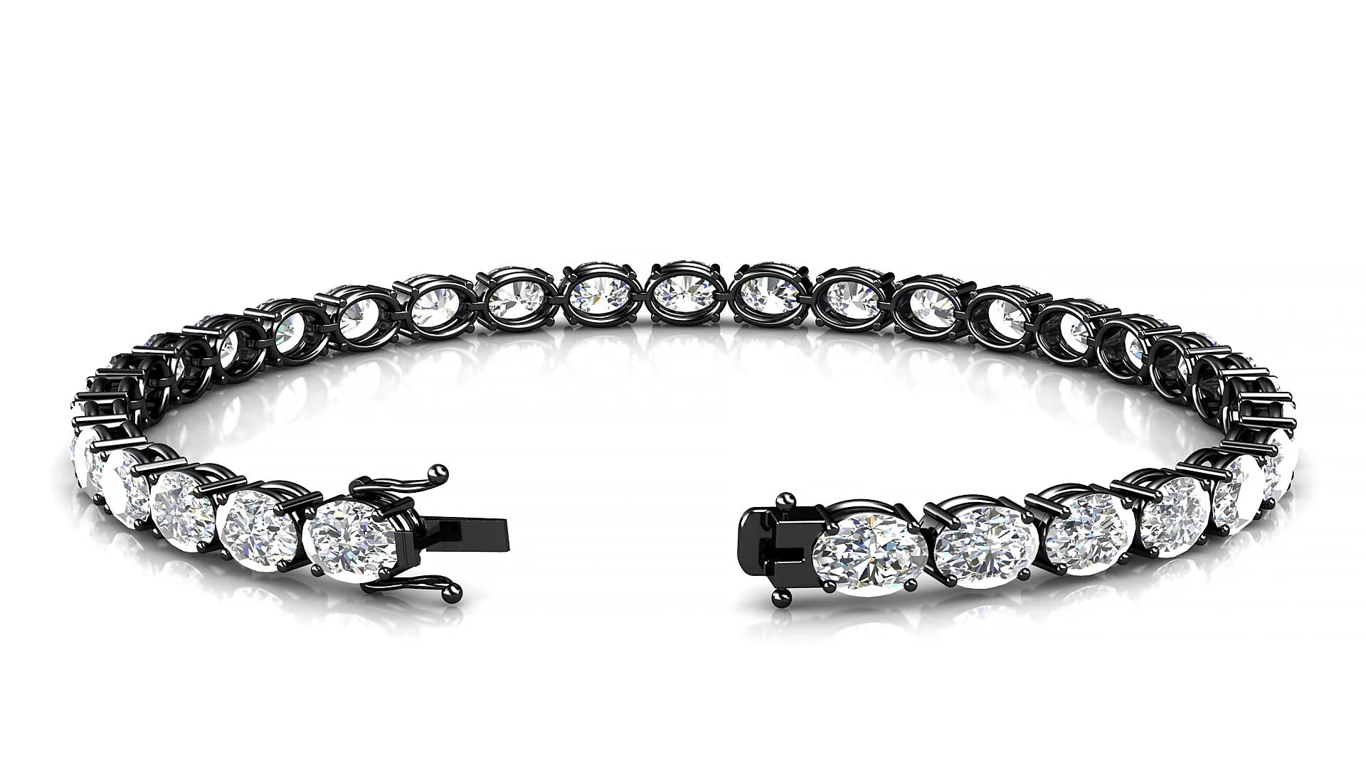 Pula | 18k Black Gold 5.5 x 4 mm Oval Lab-Grown Diamond 18 cm Tennis Bracelet