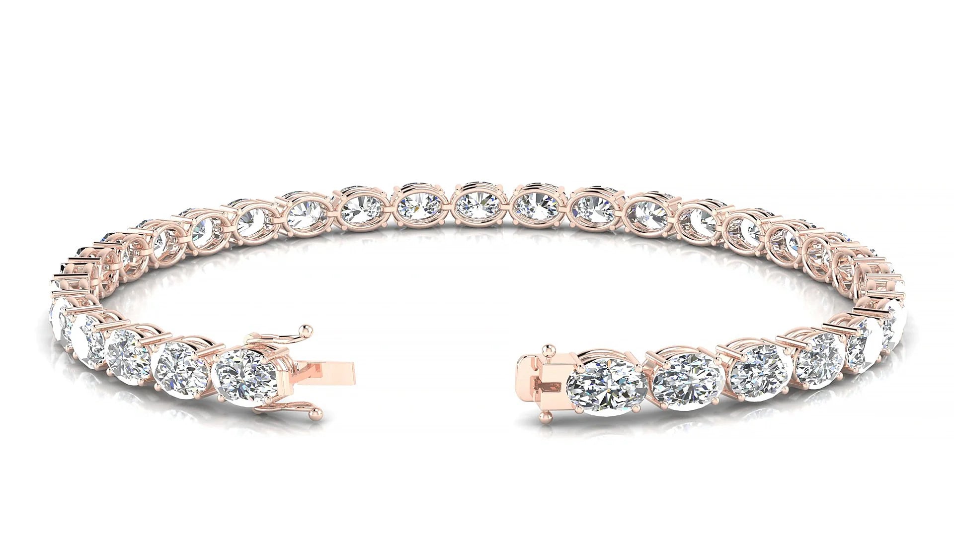 Pula | 18k Rose Gold 5.5 x 4 mm Oval Lab-Grown Diamond 18 cm Tennis Bracelet