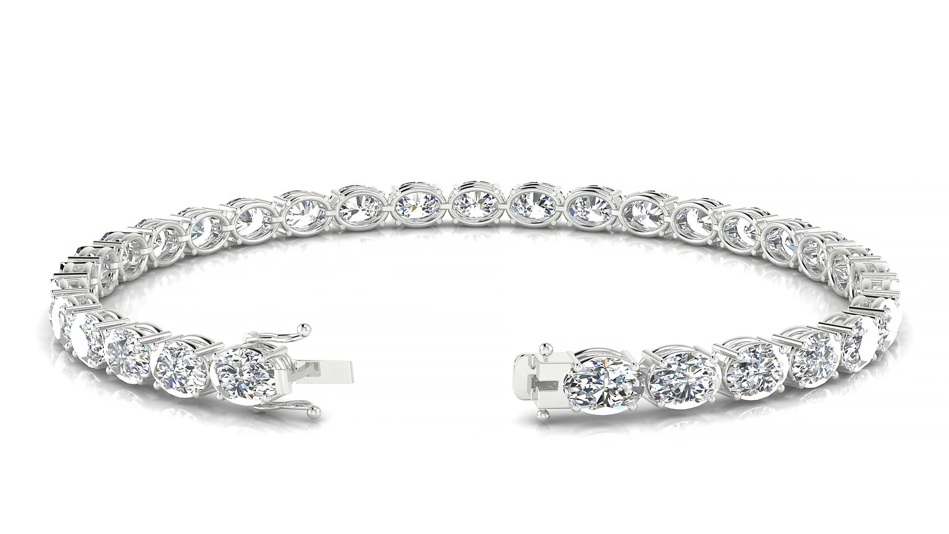 Pula | 18k White Gold 5.5 x 4 mm Oval Lab-Grown Diamond 18 cm Tennis Bracelet