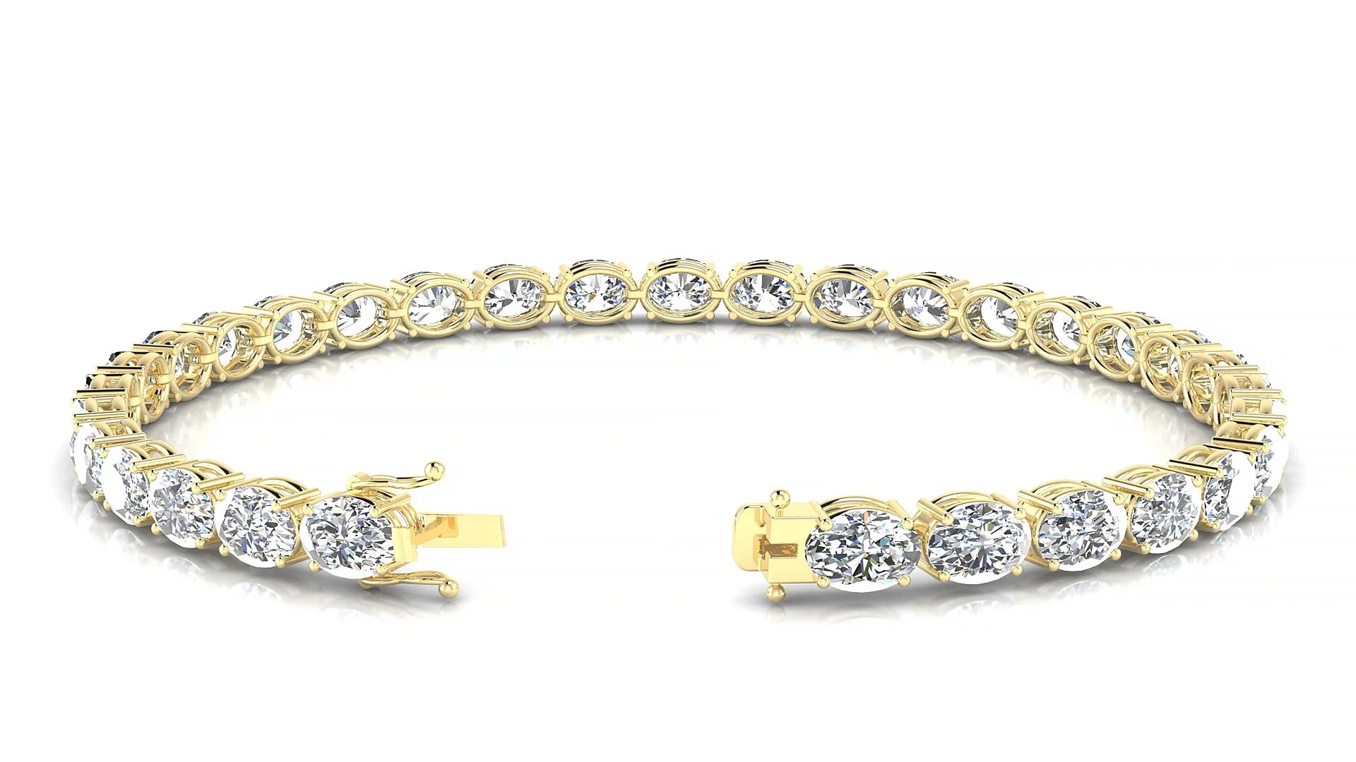 Pula | 18k Yellow Gold 5.5 x 4 mm Oval Lab-Grown Diamond 18 cm Tennis Bracelet