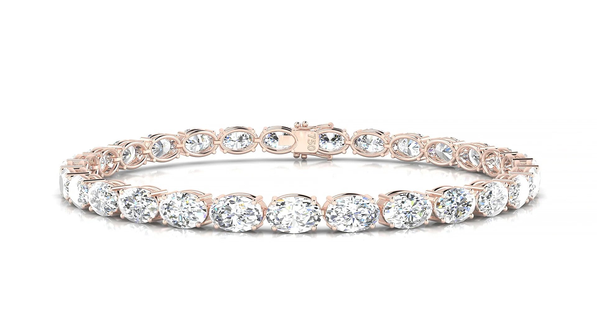 Pula | 18k Rose Gold 6 x 4 mm Oval Lab-Grown Diamond 18 cm Tennis Bracelet